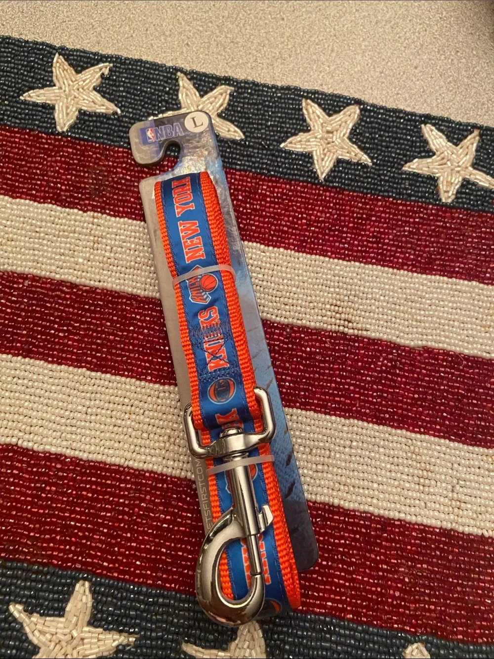 NBA New York Knicks Blue and Orange Lanyard with Metal Clip dog leash